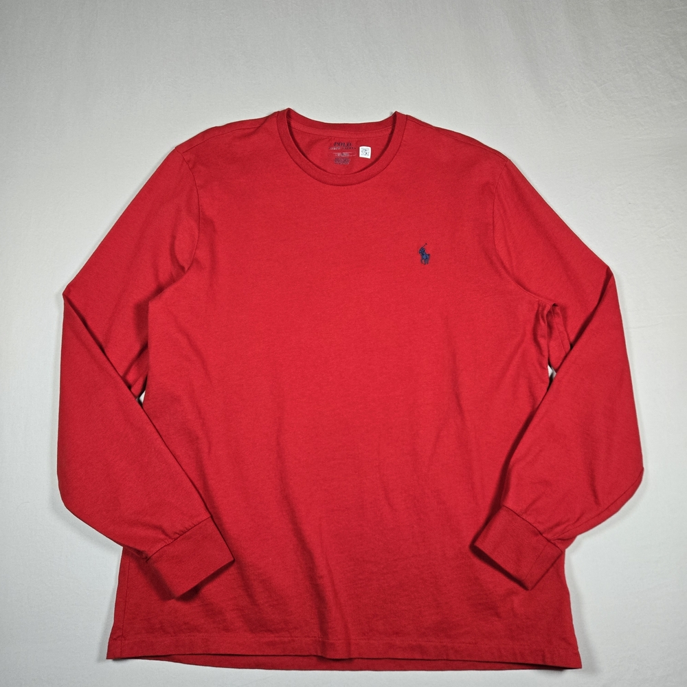 Polo Ralph Lauren Classic Fit Long Sleeve Red T-Shirt  Blue Pony Mens Large